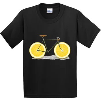 

100% Cotton,Children Creative Lemon Bikes Design T-shirt Kids Fashion Tops T shirt Boys/Girls Casual Clothes,M4206