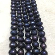 JYX натуральные свободные настоящие 8-9 мм черные струны из пресноводного жемчуга DIY ювелирные подарки ручной работы 15"