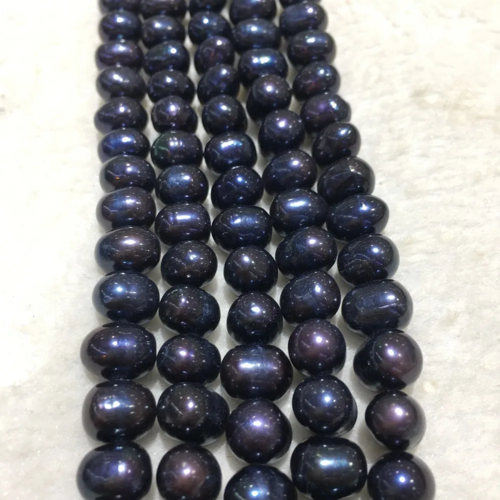 

JYX Natural Loose Real 8-9mm Black Freshwater Pearl Strings Strands DIY Handmade Jewelry Gifts 15"