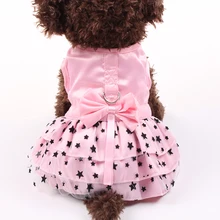 Маленькая собака кошка платье рубашка лук и звезды дизайн Pet щенок юбка весна лето одежда 4 цвета