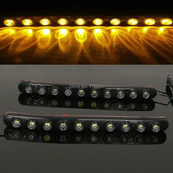 

2Pcs 5W Car Daytime Running Light Head High Power Lamp 10 LED DRL Daylight Fog Lamp Kit Super 12V AMBER Red