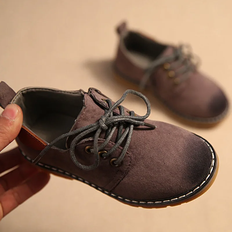 Ботинки на шнуровке с круглым носком детская обувь модные ботинки на шнуровке для мальчиков и девочек, осенне-зимняя обувь для маленьких мальчиков полный размер 21-36 CSH220