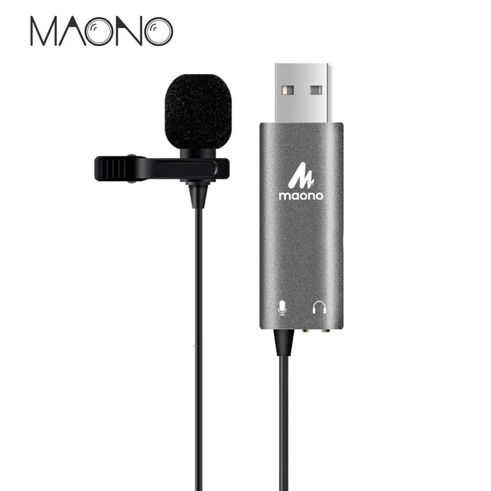 Maono USB Lavalier микрофон профессиональный конденсаторный Hands Free зажим на воротник