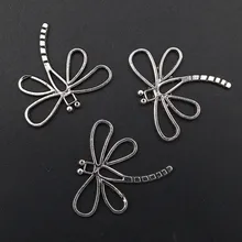 

WKOUD 10pcs Silver Color Hollow Metal dragonfly Charm Vintage Necklace Bracelet DIY Jewelry Alloy Connector A1691