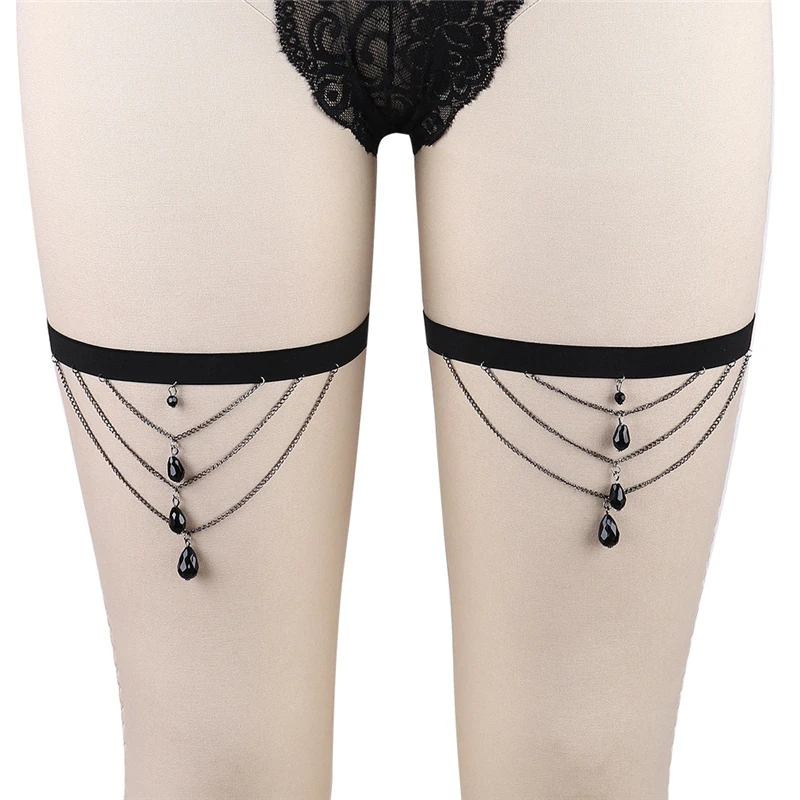 Buy Womens Leg Garter Pair Pendant Garter Belt Black