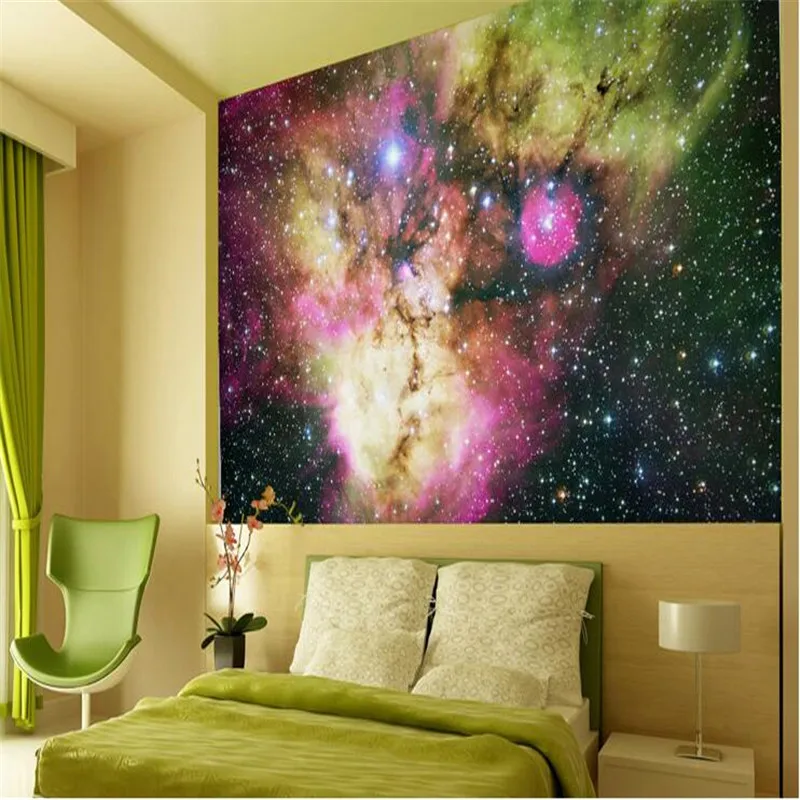 beibehang Custom wallpapers flash silver cloth Galaxy cosmic outer space field restaurant room bedside zenith mural background |