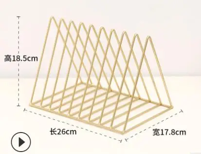 Газетодержатель Подставка для книг Классическая трехугольная форма Домашний Органайзер для журналов офисные канцелярские принадлежности органайзер для газет стеллаж для хранения - Цвет: Gold-L
