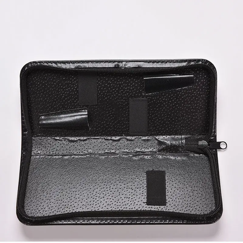 1PCS PU Leather Zipper Hair Scissors Bag Black Hair Dressing Cutting Scissors Bag