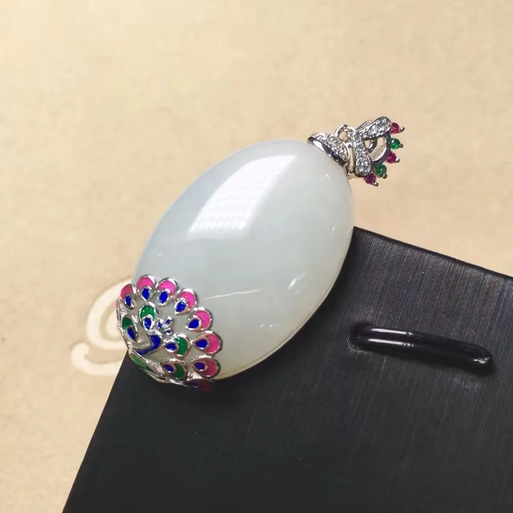 Синьцзян Хе, Тиан Ю 925 серебряная мозаика нефритовый белый yu подвеска воды Подвеска каплевидной формы