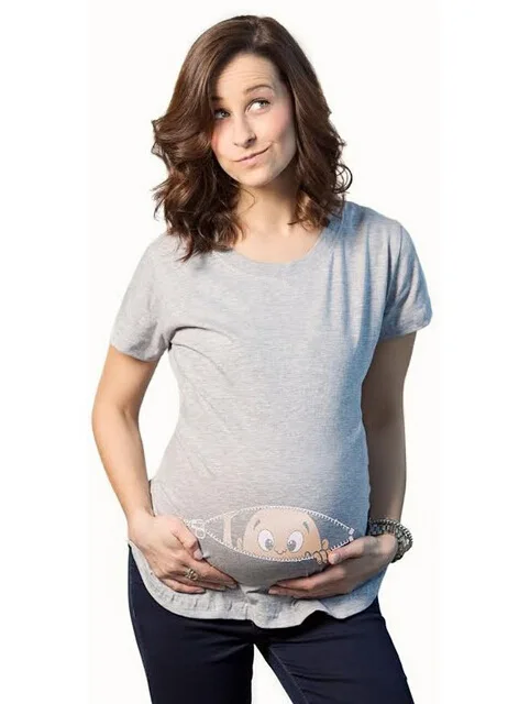 Clobee летние модные женские топы и блузки для беременных с коротким рукавом, Повседневная хлопковая блузка для беременных, большие размеры XL206