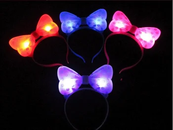 

10pcs/lot LED Mickey Minnie Glowing Hairbands Kids Birthday Wedding Festival Party Cheering Flashing Headbands Favors