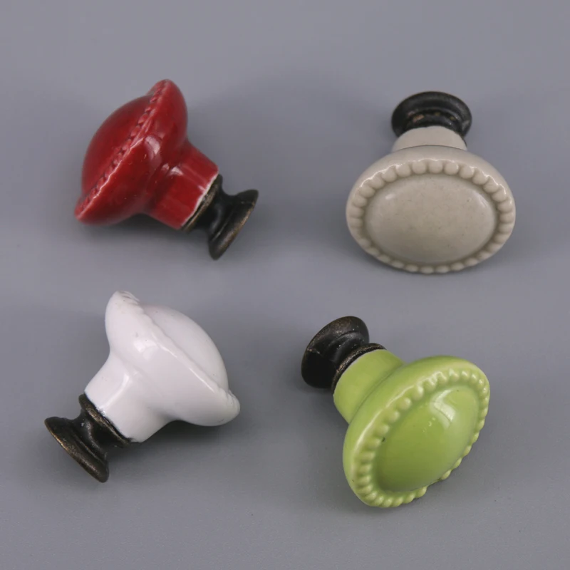 

12PCS Round Button Ceramic Furniture Kitchen Hardware Drawer Porcelain Cabinet Knobs And Pulls Cupboard Handles Hardware