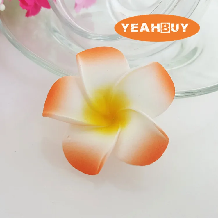 7C 100 шт 9 см Гавайский жасмин реального касания Искусственные из ПЭ цветок плюмерии diy свадебный аксессуар для волос вечерние украшения - Цвет: Оранжевый