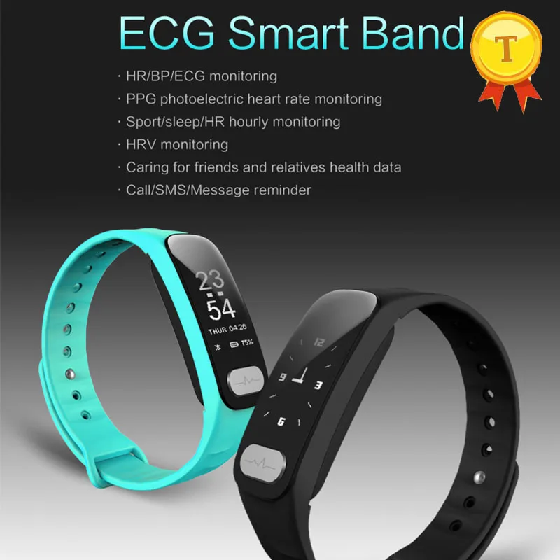 2017 new arrival Bluetooth Sports Watch Wearable heart ECG PPG Heart Rate MonitorTemperature Display Fitness Tracker Smart Band |