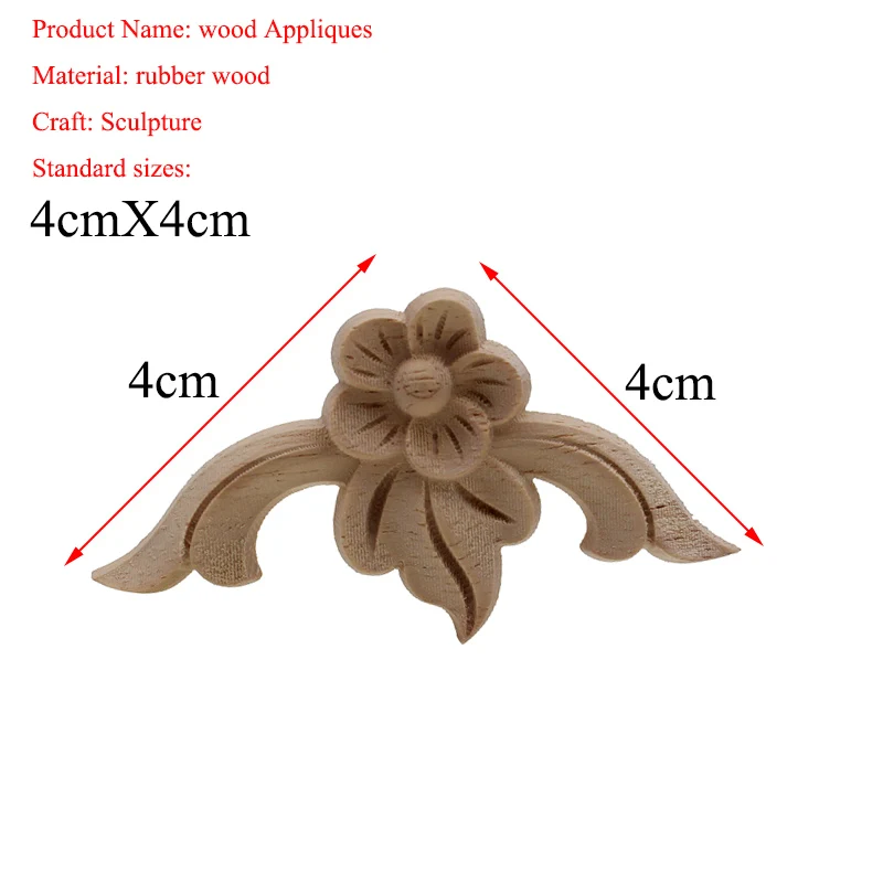 Flower Wood Carving Natural Wood Appliques for Furniture Cabinet Unpainted Wooden Mouldings Decal Decorative Figurine ornament crafts miniature figurines wooden figurine crafts resin crafts glass fruit pendants