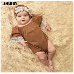 Shujin для маленьких девочек Комбинезон Летнее платье принцессы Одежда для новорожденных Для От 0 до 2 лет для мальчиков и девочек короткий
