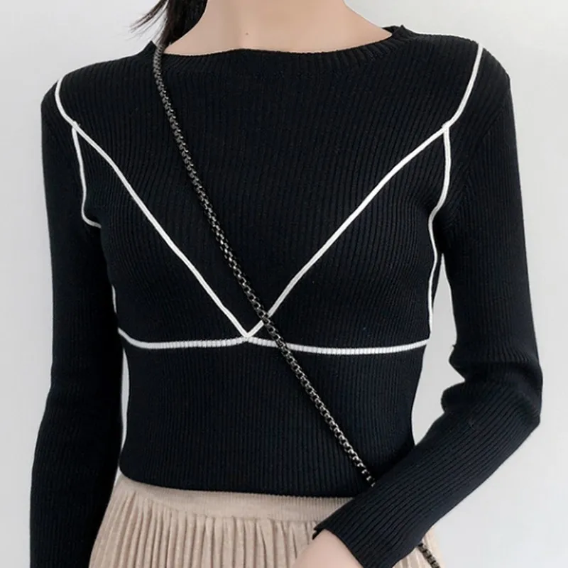 

3 Colors Sweater Woman Autumn 2019 Plus Size Casual Knitting Pullover Fashion Slim Office Lady Sweaters