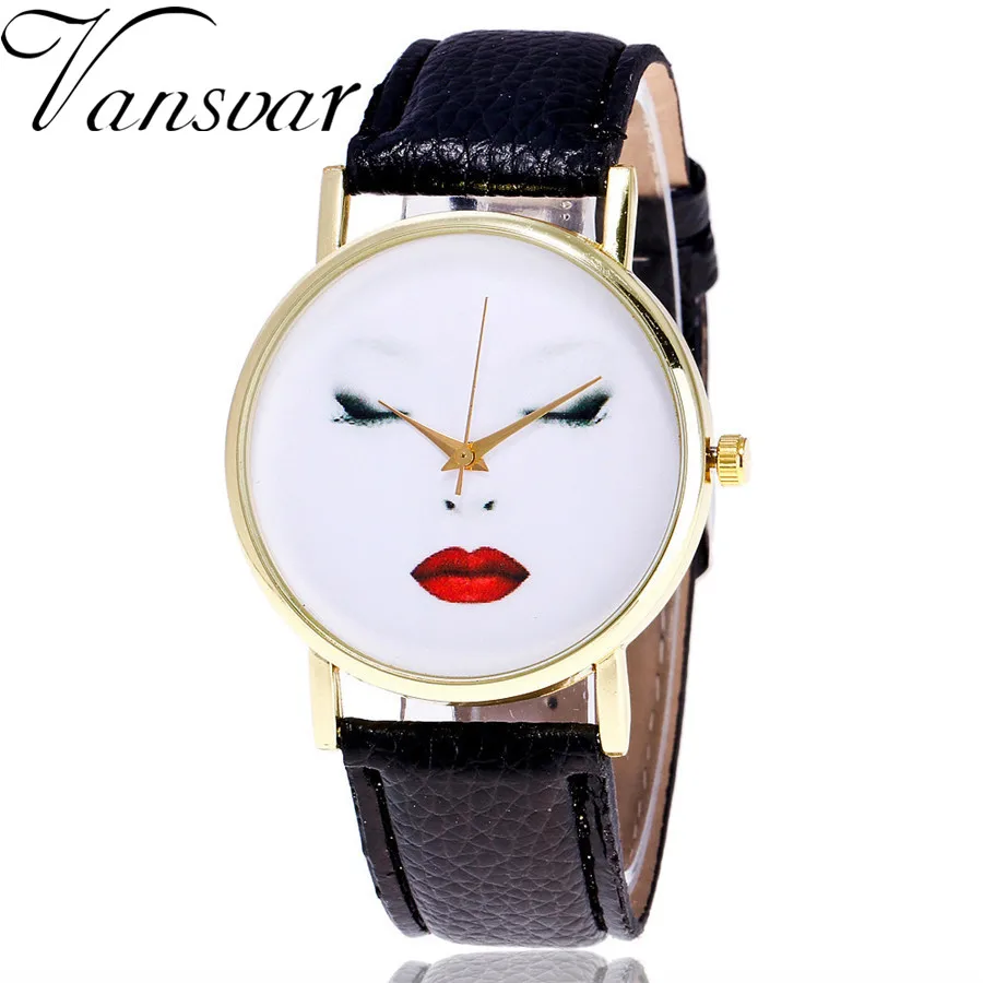

Vansvar Brand Fashion Women Quartz Watch Vintage Leather Makeup Artist Face Watch Casual Ladies Wrist Watches Montre Femme V40