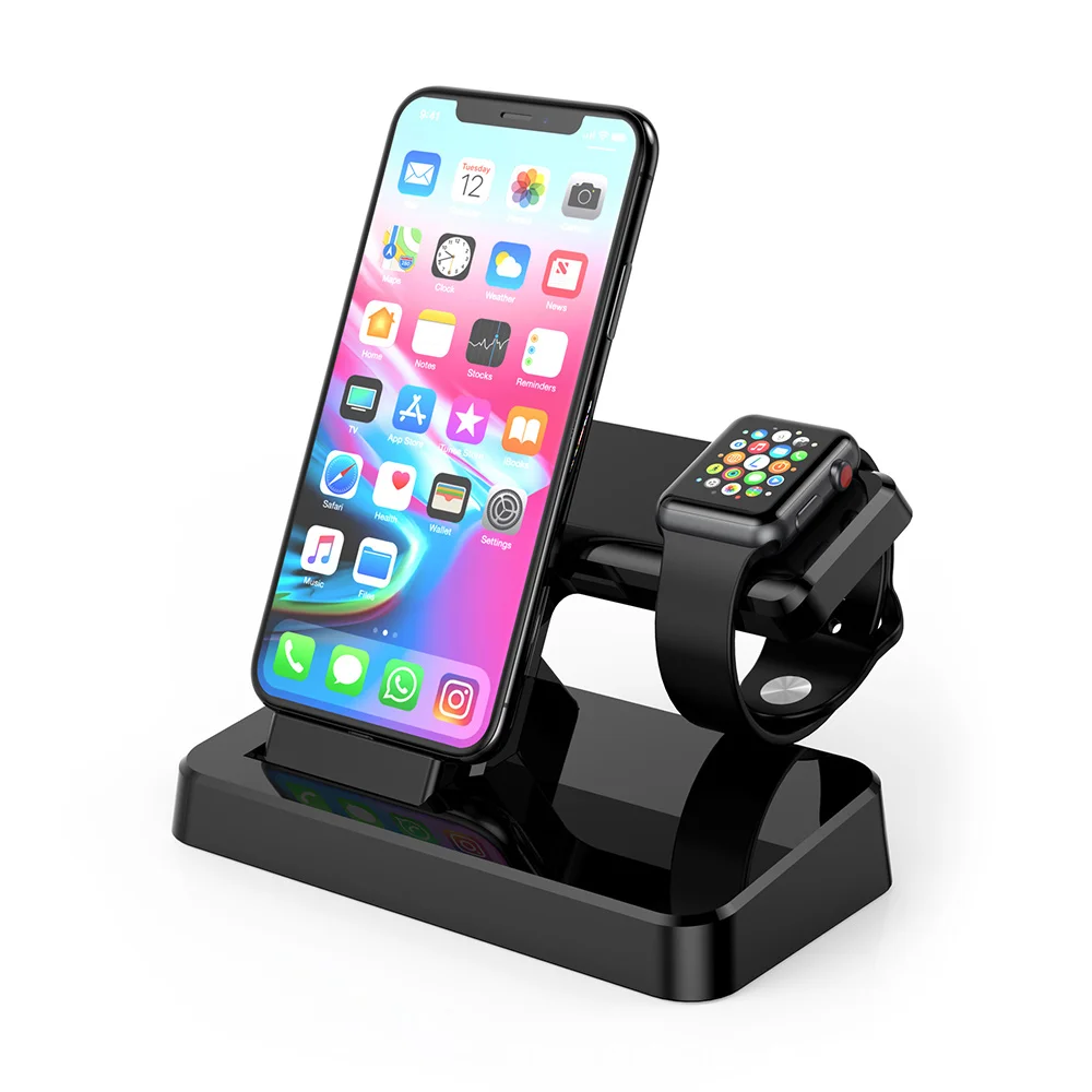 

2 in 1 Wireless Charger Stand charging holder docks for Apple iwatch 4/3/2 iPhone XS/X/8/7 Samsung Galaxy S9 S7 S6 S8 Note