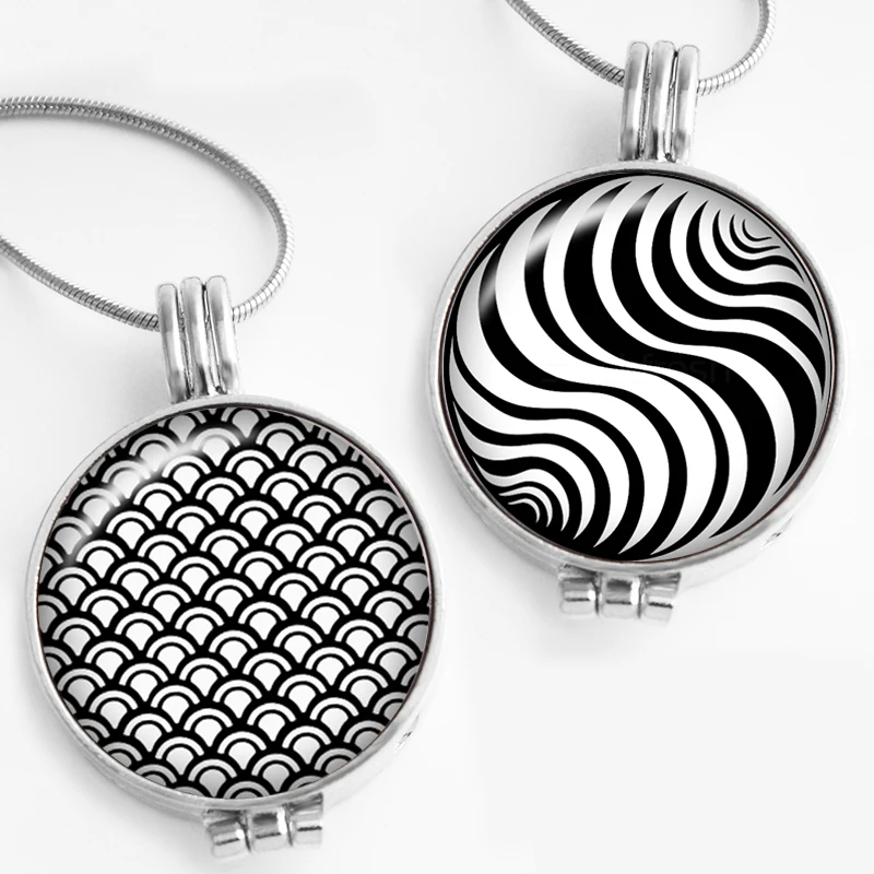 Black and white Perfume Aroma Locket glass Pendant Necklace Fragrance Essential Oil Aromatherapy Diffuser PD925 | Украшения и