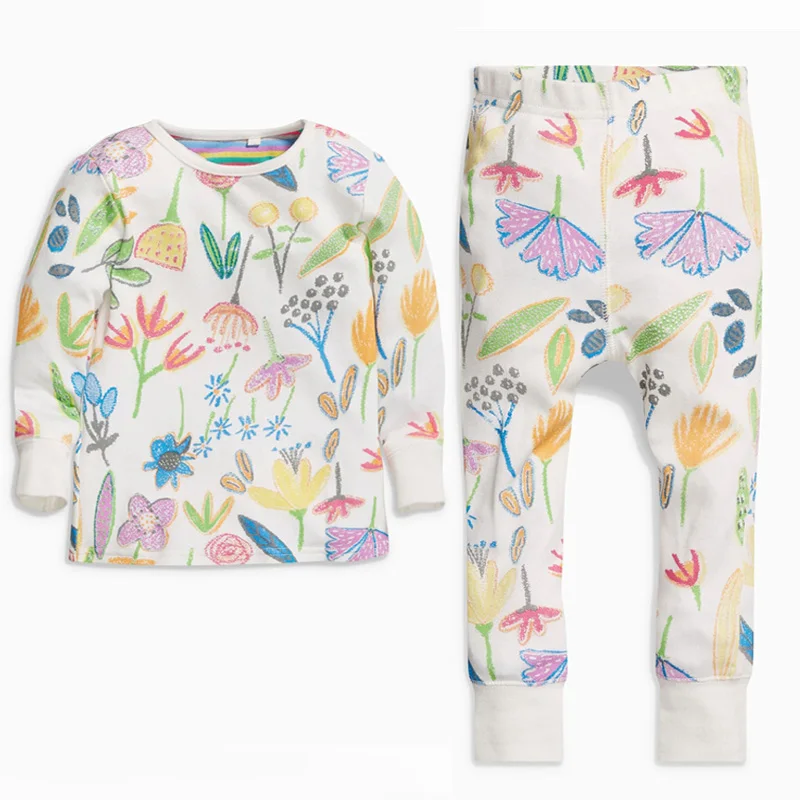 

2018 Children's Pajamas Sets Cat Girls Cartoon Sleepwear Kids Cotton Pyjamas Children Winter Clothing