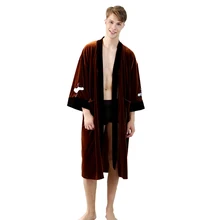Длинный мужской Халат бархатный мужской s кардиганы Bata Мужская пижама традиционное японское кимоно Мужская Ночная рубашка халат для мужчин Пижама