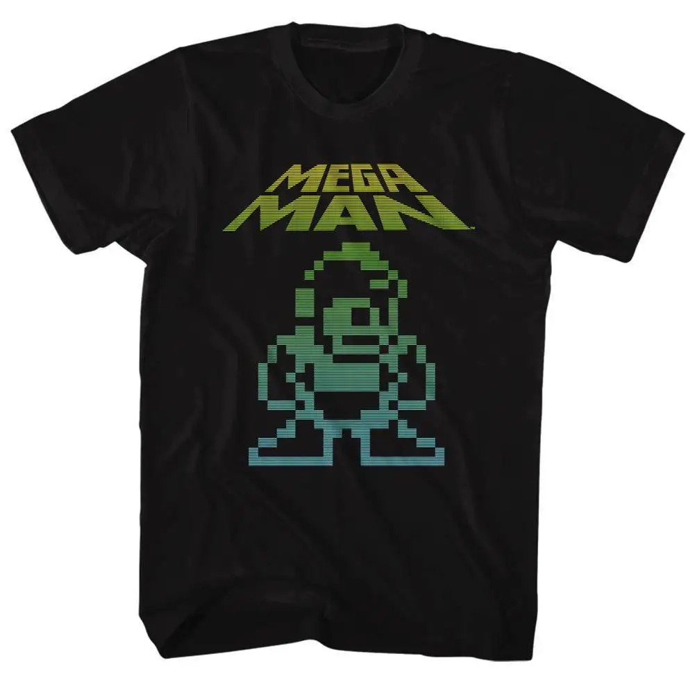 Мужская футболка с коротким рукавом MEGA MAN черная мультипликационным принтом