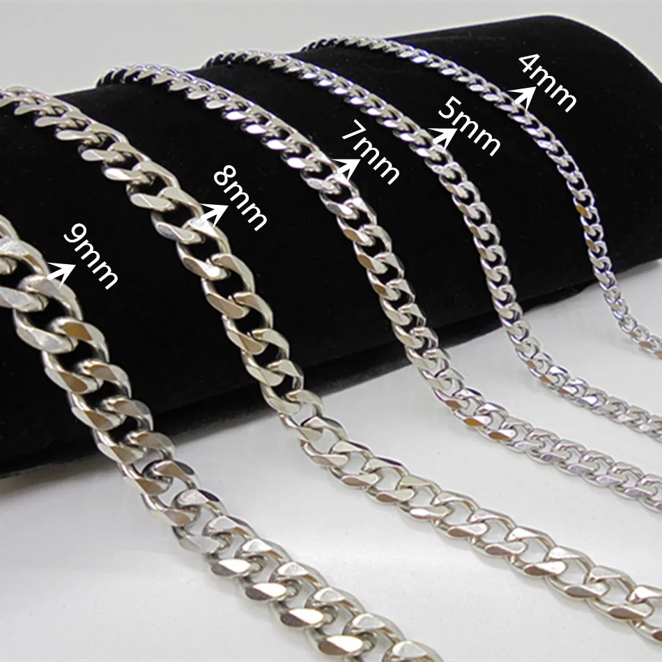 4/5/7/8/9Men's Stainless Steel Silver Curb Cuban Mens Boys Necklace Chain Gift Jewelry | Украшения и аксессуары