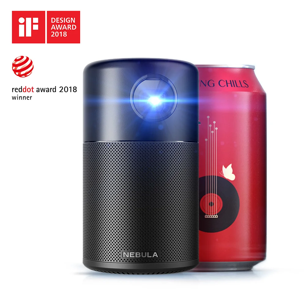 Anker Nebula Capsule Smart портативный Wi-Fi мини проектор Карманный кинотеатр с DLP 360' динамиком 100 \
