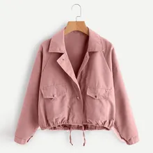 Women Casual Short Jacket Solid Button Up Collar Spring Outwear Jacket Single Breasted Loose Cool Baseball Jackets Femme Vestes