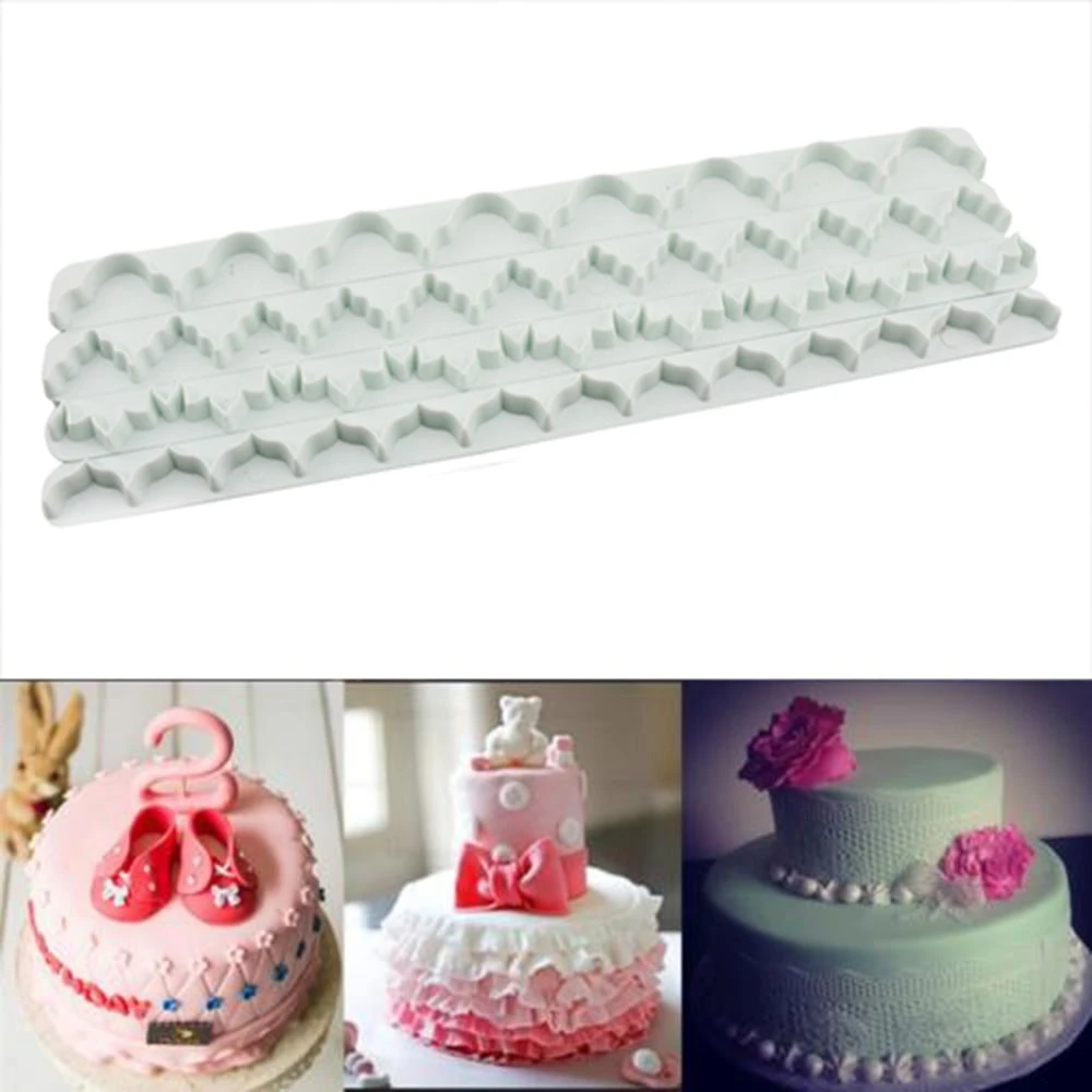 Ruban De Dentelle Pour Fondant Moules De Decoration De Gateau 4 Pieces Differentes Formes De Vagues Outils De Cuisson A Bricolage Soi Meme Aliexpress