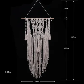 

New Knitting Bohemia Hanging Wall Tapestry Handmade Cotton Tassel Tapestries Indian Handmade Wedding Ceremony Backdrop Wall Art