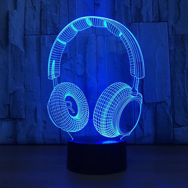 

Table Lamp Music Headphone 3D Art Kid Colorful Earphone LED USB Charging Christmas Xmas Home Decor Decoration Gifts
