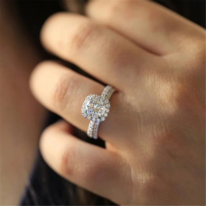 Yobest серебряный цвет обручальные кольца для женщин квадратный циркон ювелирные изделия Bague Bijoux Femme обручальное кольцо набор аксессуаров