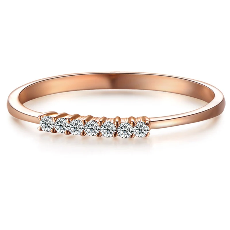 14K розовое золото круглый натуральный бриллиант обручальное кольцо обручальное для женщин