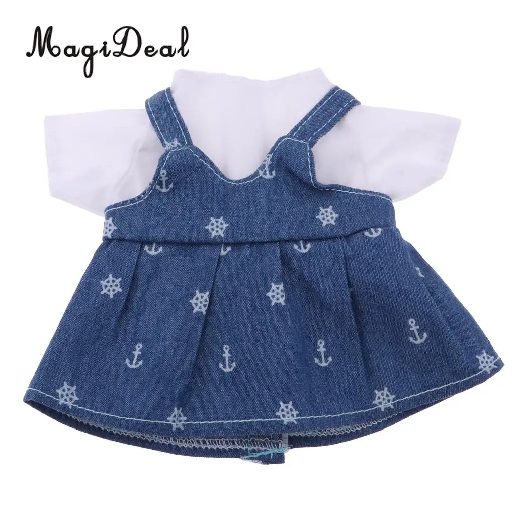 Cute White T-shirt & Suspender Skirt Set for 25cm Mellchan Baby Doll Dress Up Accessory