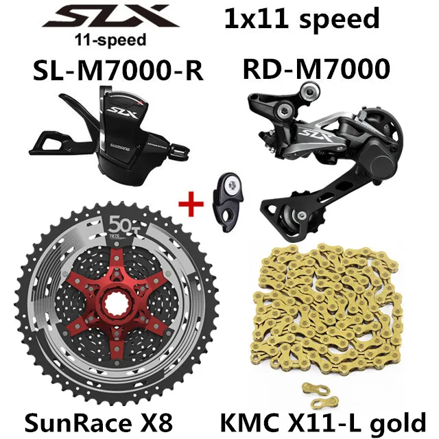 SHIMANO DEORE SLX M7000 комплект горного велосипеда MTB 1x11-Speed 46T 50T SL+ RD+ SUNSHINE+ X11.93 M7000 рычаг переключения передач задний переключатель - Цвет: 50T black X11L gold