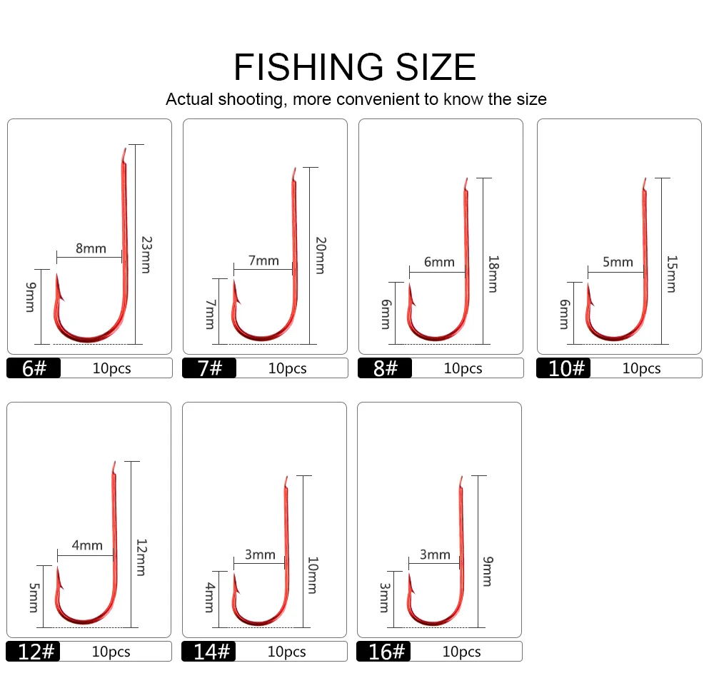 FISHKING50145Carbon Сталь рыболовные крючки джиг-головки колючей крючки Размеры#6-#16 рыболовный крючок комплект с глазами Pesca карп рыболовные принадлежности