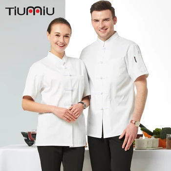 

Chef Jacket Waiter Waitress Work Clothes Party Service Uniform Cake Shop Kitchen Restaurant Unisex Short Sleeve Uniforms Shirts