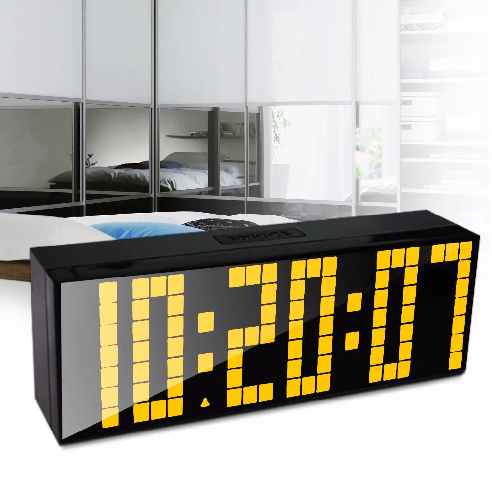 

Hot sale ! Big LED Alarm Clock Wall Desk Home Clock With Temperature Calendar Six Groups of Alarms Home Decor Factory Product
