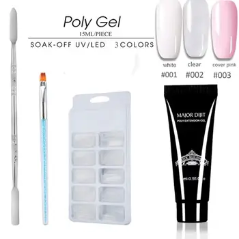 

Nail Tools set Poly Gel 15ML Lasting 100PCS False Nails Double-end Nail Pusher Dead Skin Brush Set 2U0627
