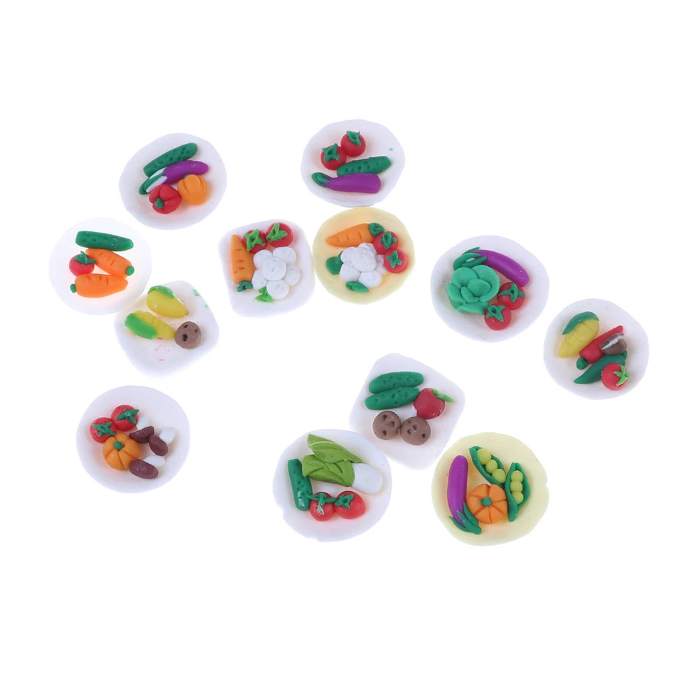 1pcs Mini Vegetables Dish Plate Dollhouse Miniatures Food Table Decor Classic Pretend Play Gifts Presents Kitchen Toys | Игрушки и хобби