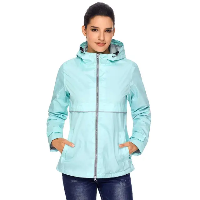 2019 Women's Lightweight Waterproof Rain Hiking Jacket Hooded Windproof Running Jacket