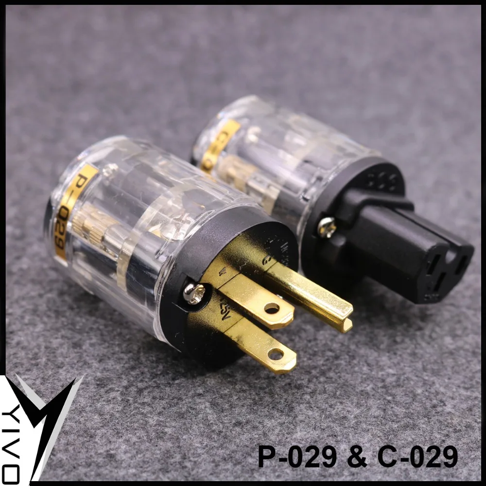 

P-029 C-029 Pure copper Brass Gold Plated DIY HIFI Power Electrical US 3 pin 16a industrial male and female plug