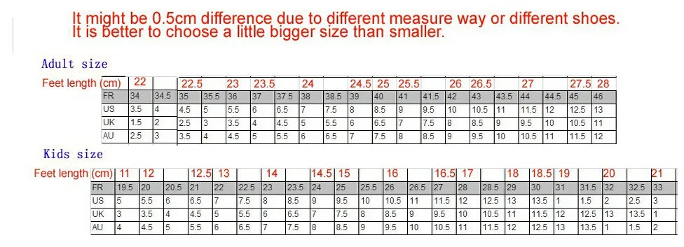 Elefanten Shoes Size Chart