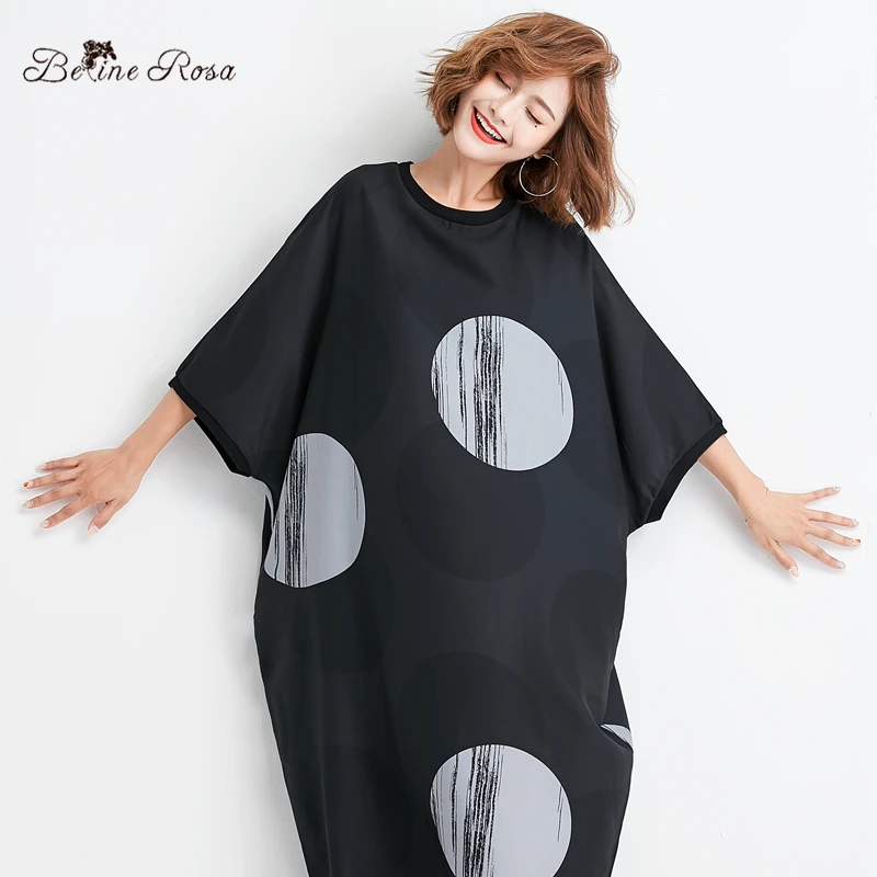 BelineRosa, французские трендовые модные черные платья в крупный горошек, большие размеры, большие размеры, d стиль, 5XL, 6XL, женское платье, XE000086