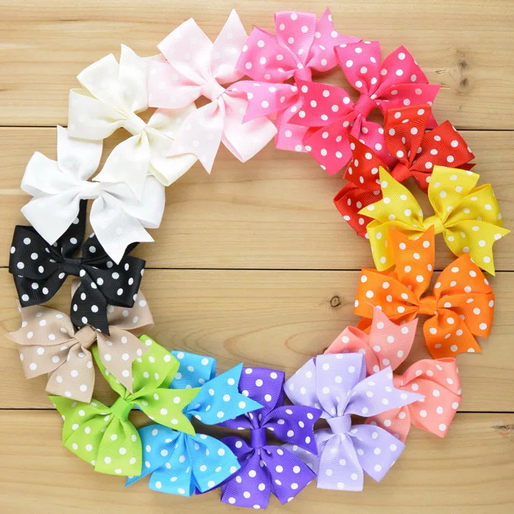 

15pcs/lot 8*7CM Thread Ribbon Dot Bow DIY Baby Girl Headwear Accessories 15 color In Stock