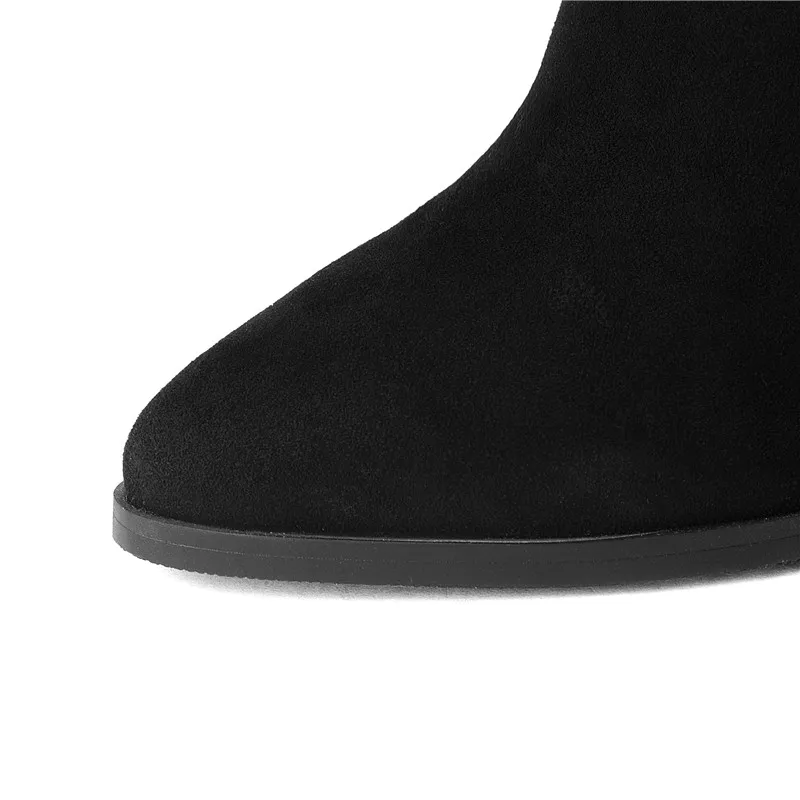 Morazora Mode Mince Chaussures Suede Élégantes Automne Talons Haute Kid Zip Hiver Genou Femmes Noir Femme Bottes Parti TrBHTRwq