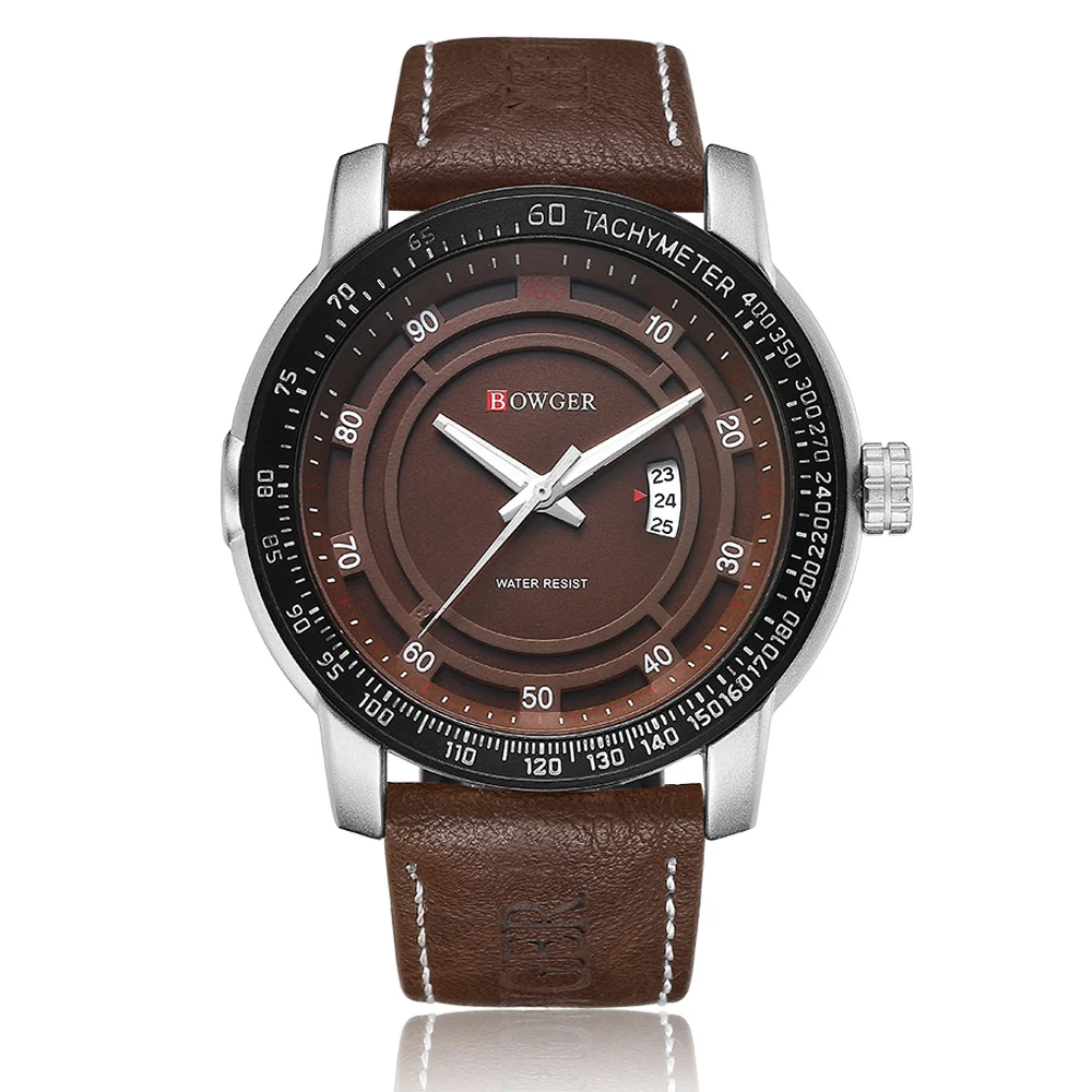 BOWGER Luxury Brand Men Analog Digital Leather Sports Watches Men's Army Military Watch Man Quartz Clock Relogio Masculino (12)