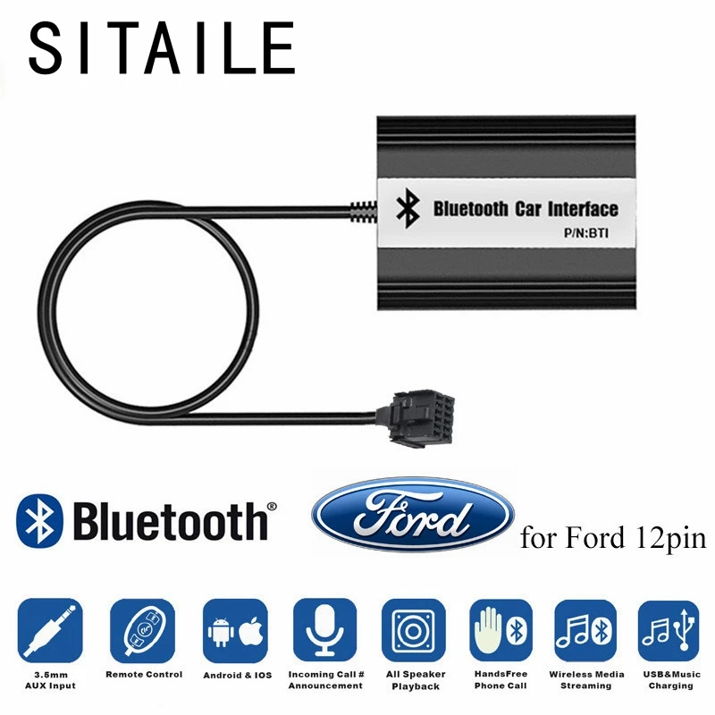 SITAILE Автомобильный MP3 музыкальный проигрыватель Bluetooth A2DP адаптер для Ford 12 PIN Focus Galaxy Ka Mondeo C-Max интерфейс зарядки громкой связи